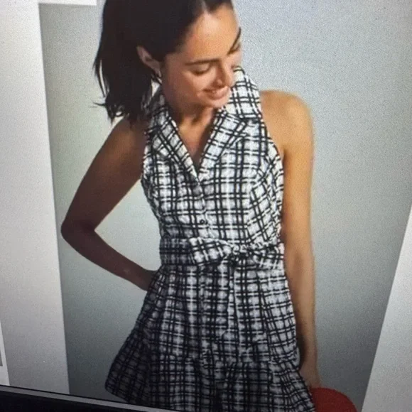 Maeve By Anthropologie Size 14 Plaid Mini Shirt Dress Sleeveless Garden Party - Picture 1 of 6